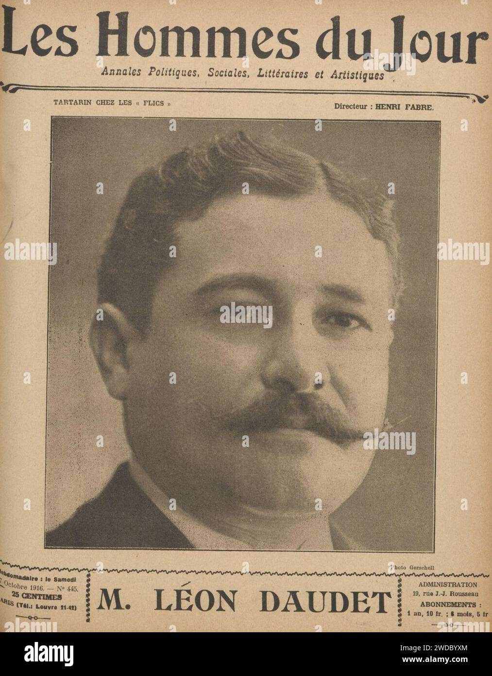 19161007 Léon Daudet dans Les Hommes du Jour. Stock Photo