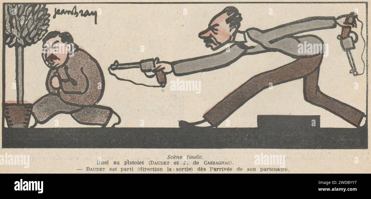19210423 Caricature de Léon Daudet dans Floréal. Stock Photo