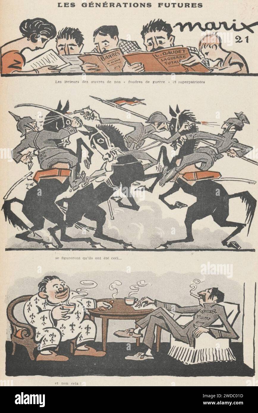 19211001 Caricature de Léon Daudet et Maurice Barrès dans Floréal. Stock Photo