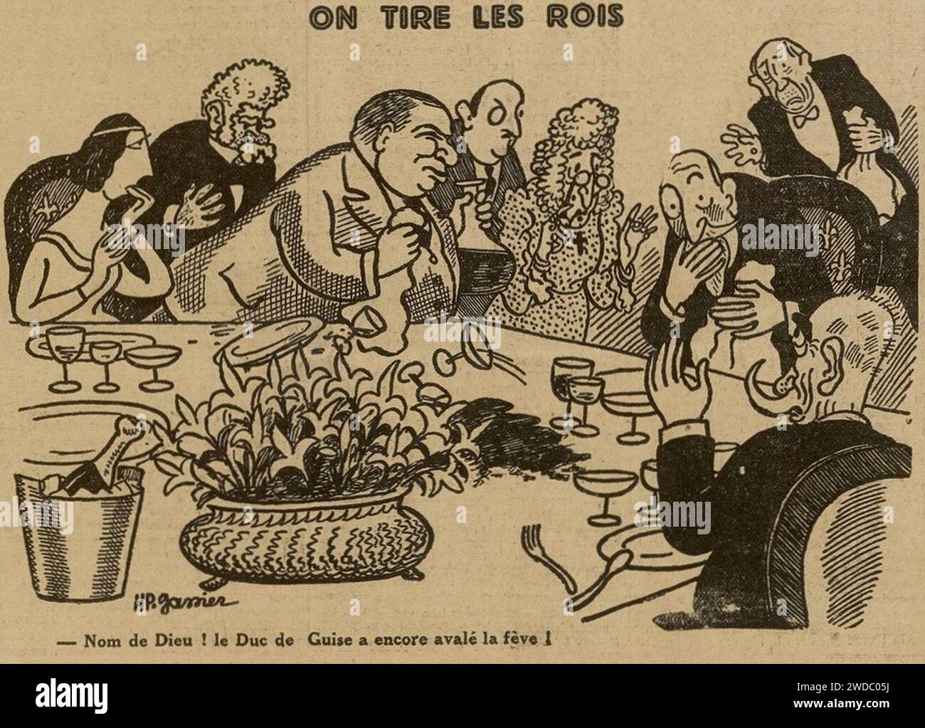 19370109 Caricature de Léon Daudet dans La Lumière. Stock Photo