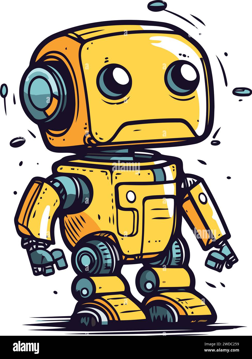 Cartoon robot. Vector illustration of a cute robot. Hand drawn robot ...