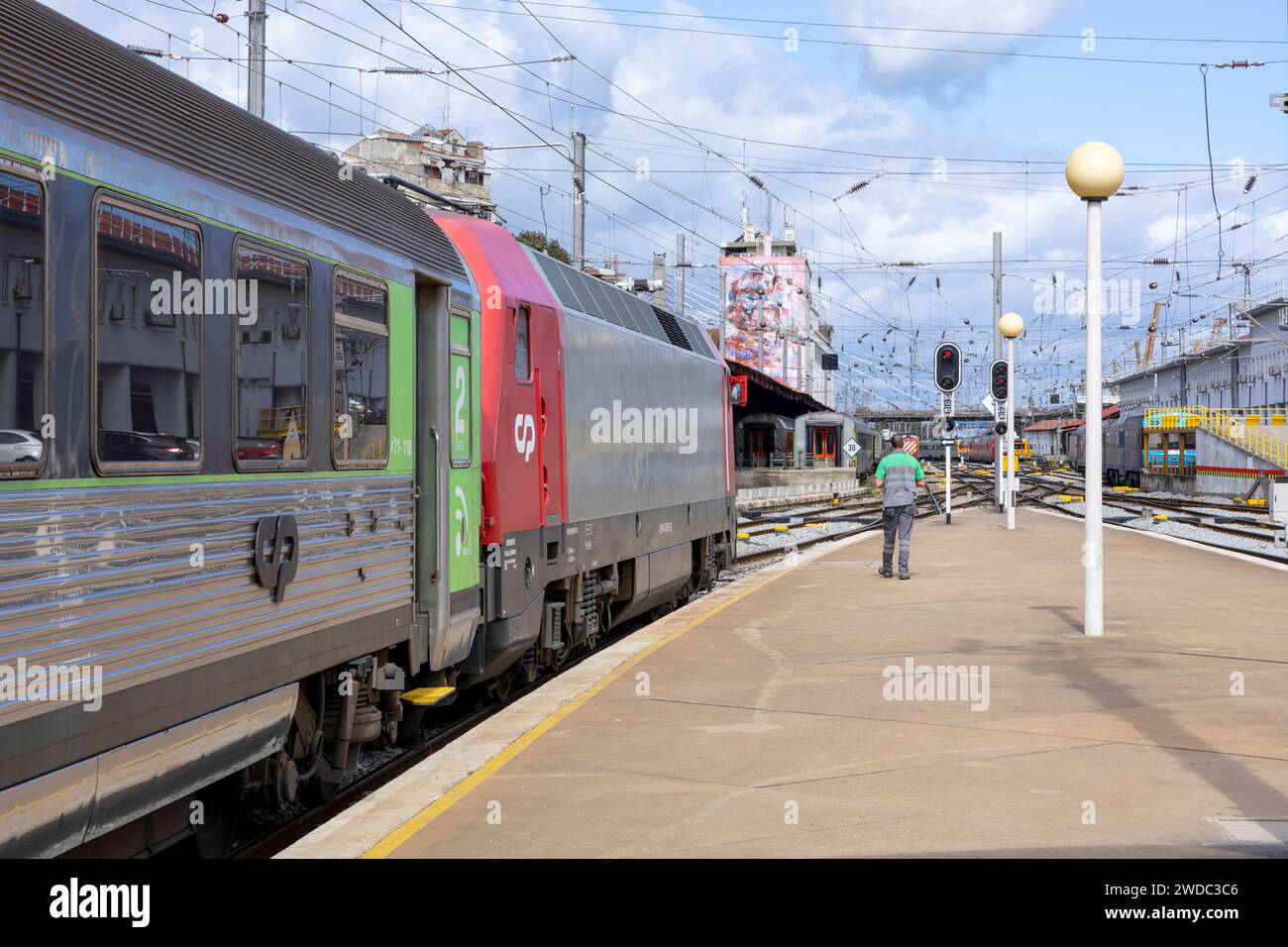 Lisbon Portugal 19 09 2023 Lisbon - Lisbon Portugal 19092023 Lisbon Railway Station In Santa Apolonia With Cp Train Comboios De Portugal Lisbon Portugal 2WDC3C6 