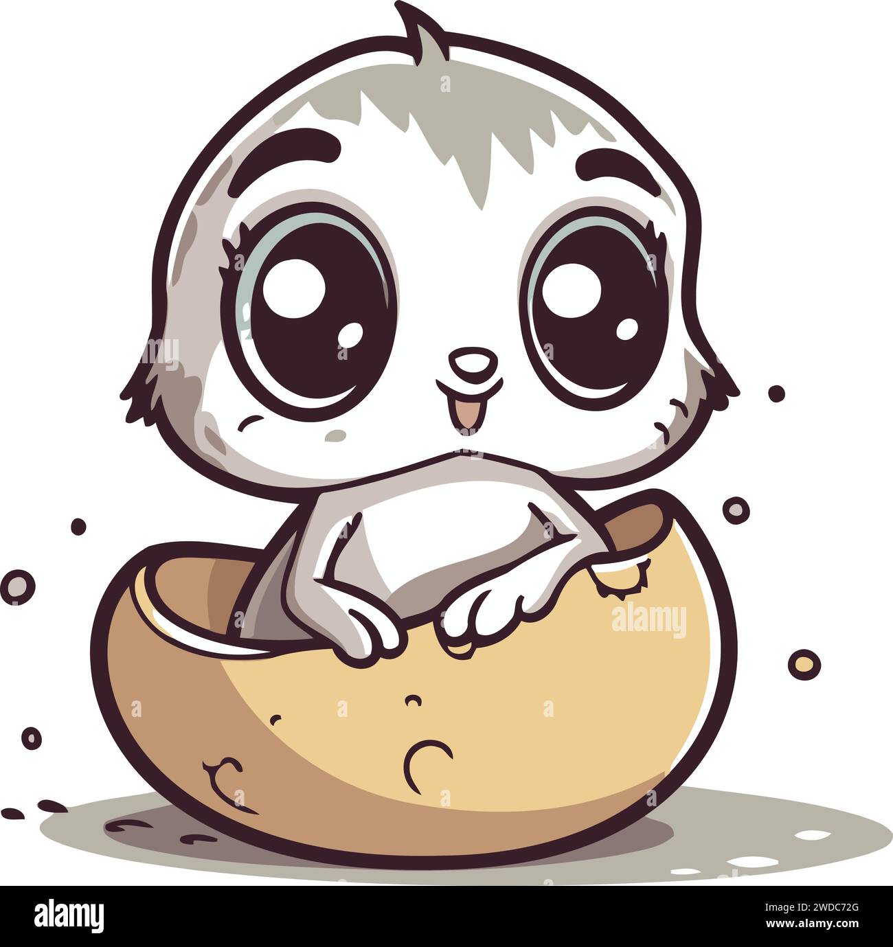 Cute grey seal peeking out of an egg. Vector illustration Stock Vector