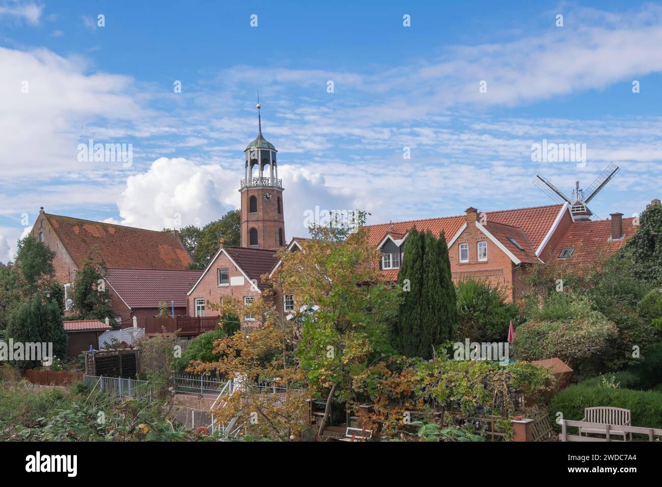 Ditzum, fishing village at the mouth of the Ems, Rheiderland, East Frisia, Lower Saxony, Germany Stock Photo
