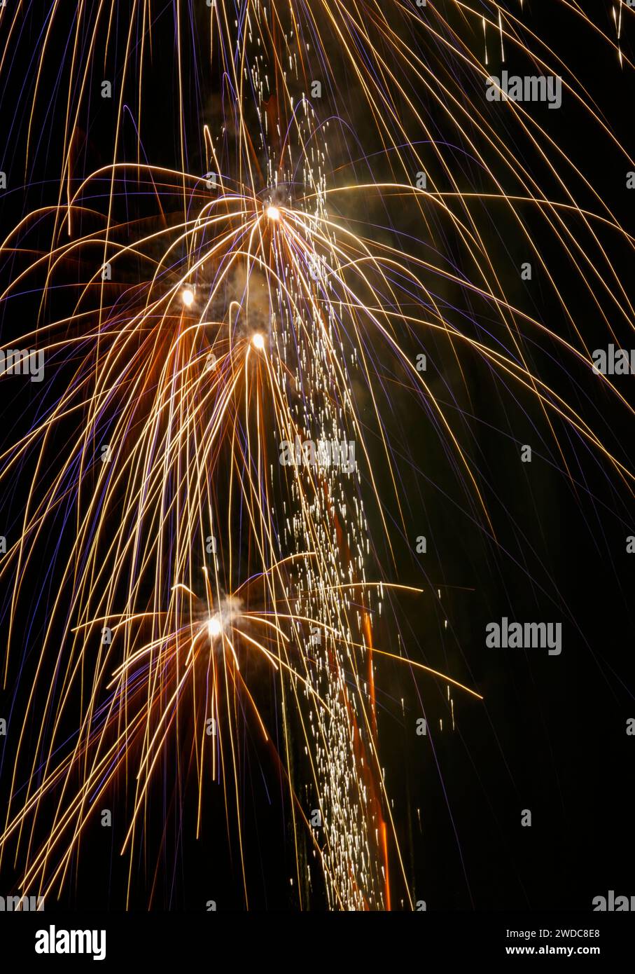 Fireworks with abstract special effects including in focus, out of
