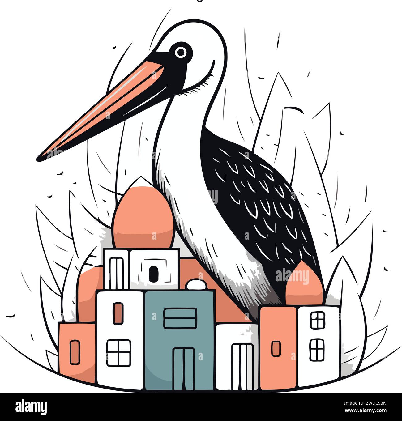 Stork on building Stock Vector Images - Alamy