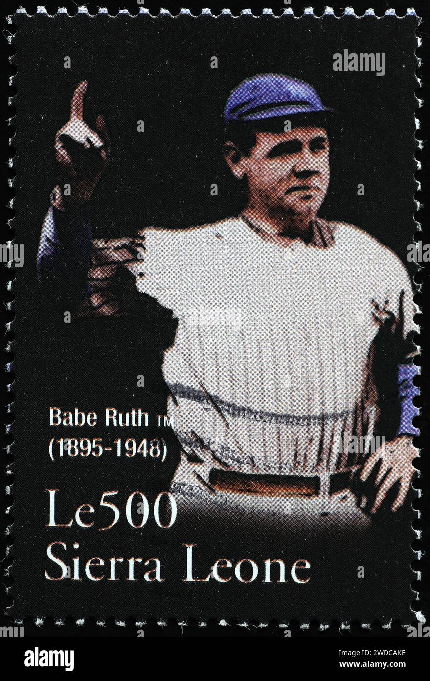Babe Ruth in ancient picture on postage stamp Stock Photo