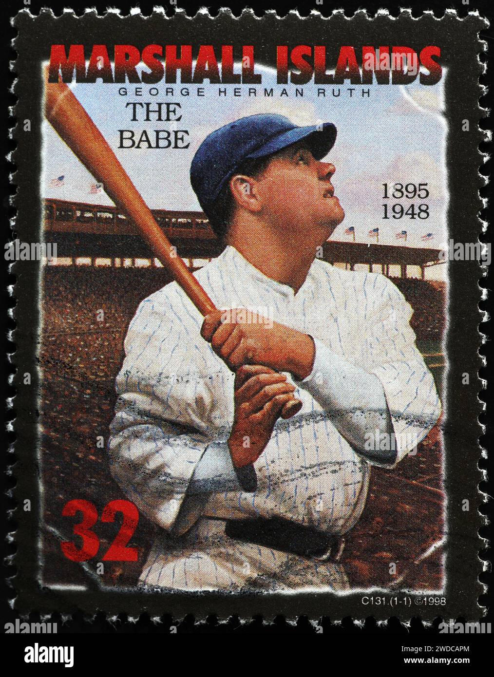 Celebration of Babe Ruth on stamp of Marshall Islands Stock Photo