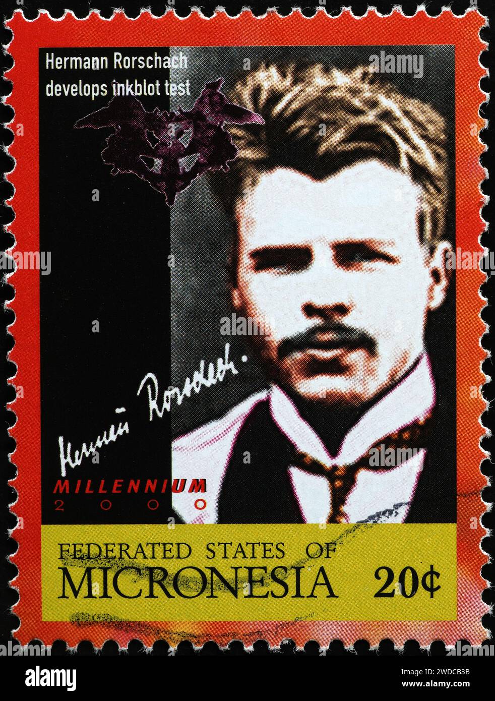 Hermann Rorschach, inventor of ink blot test on postage stamp Stock Photo
