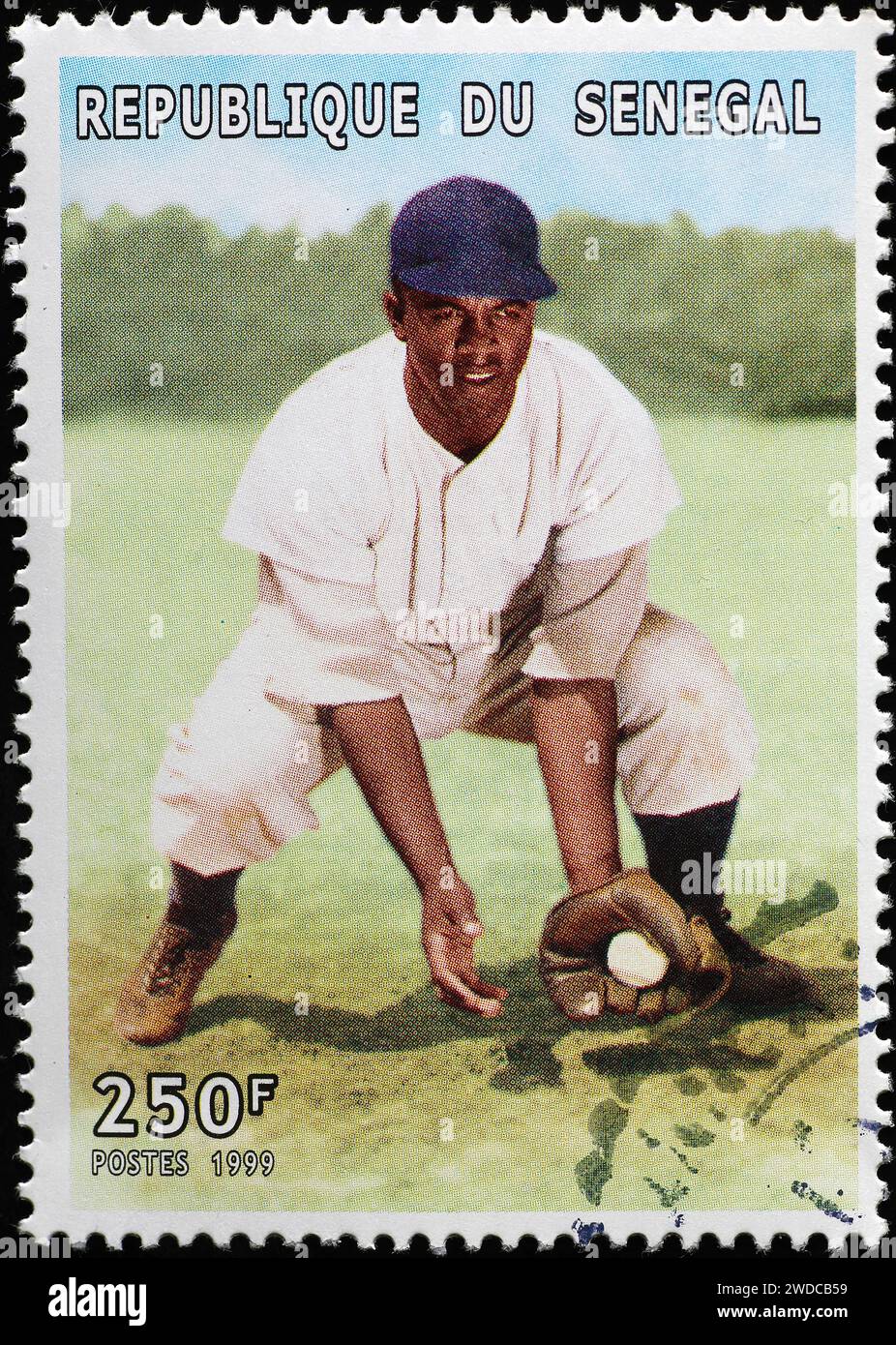 Jackie Robinson picture on postage stamp of Senegal Stock Photo