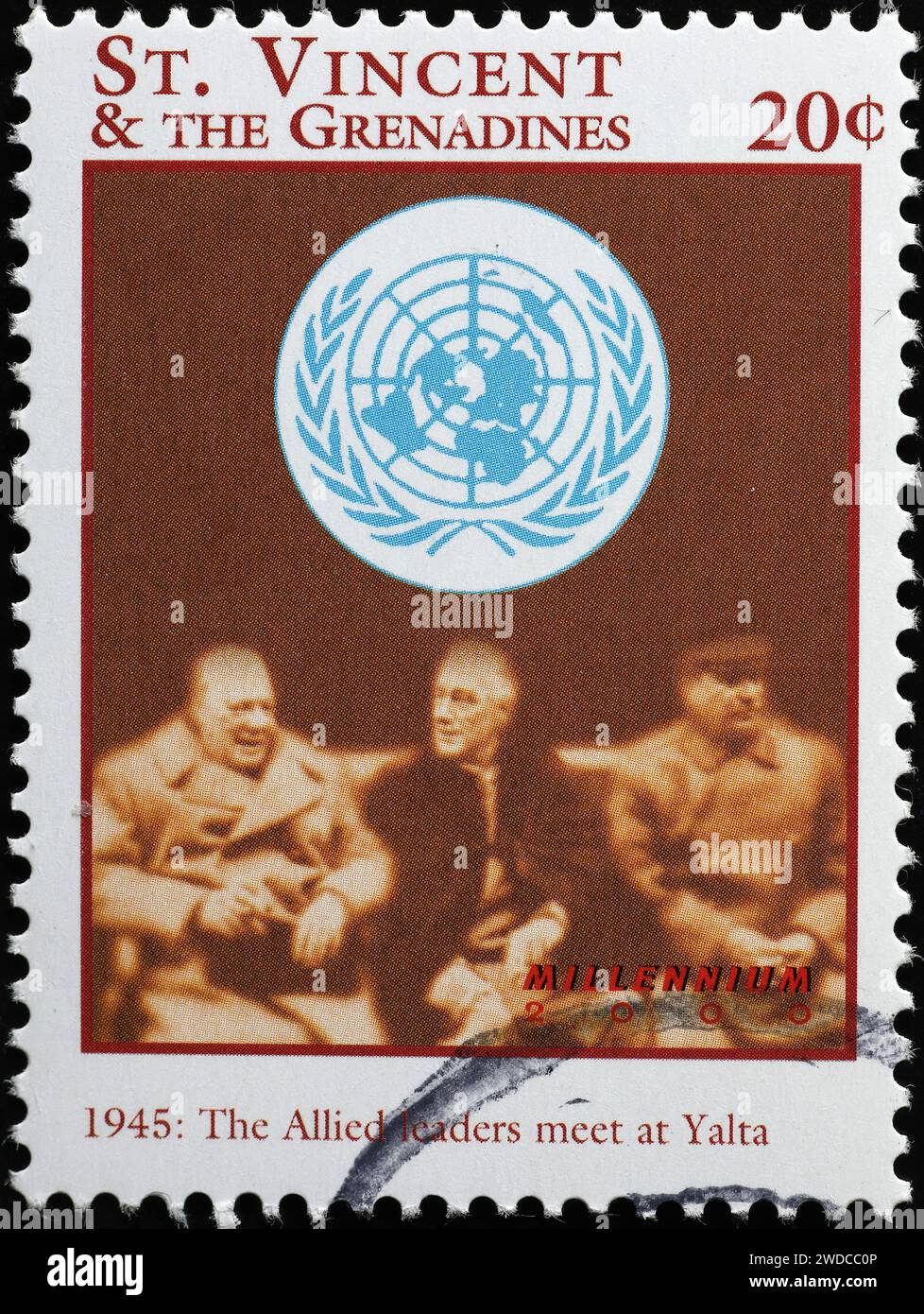 The allied leaders meet at Yalta on postage stamp Stock Photo