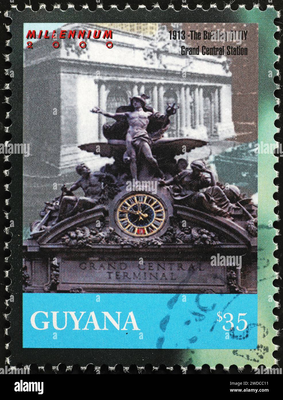 The building of Grand Central Station in NYC celebrated on stamp Stock Photo