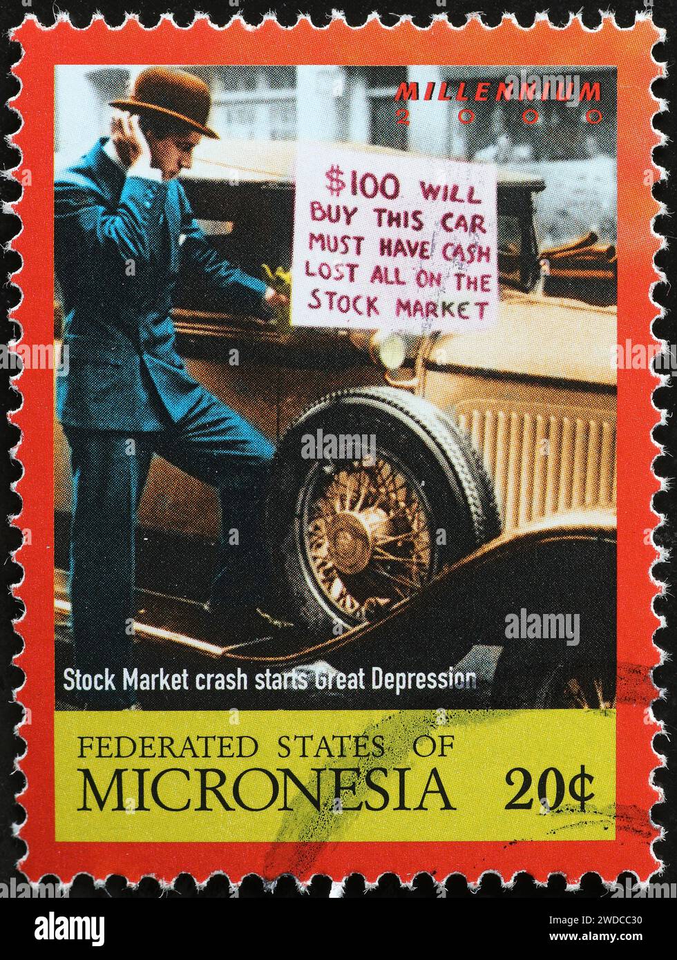 The great depression remembered on postage stamp Stock Photo