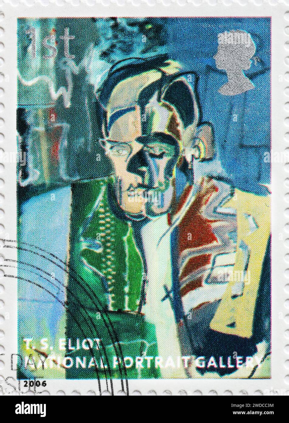 Thomas Stern Eliot from the National Portrait Gallery on postage stamp Stock Photo