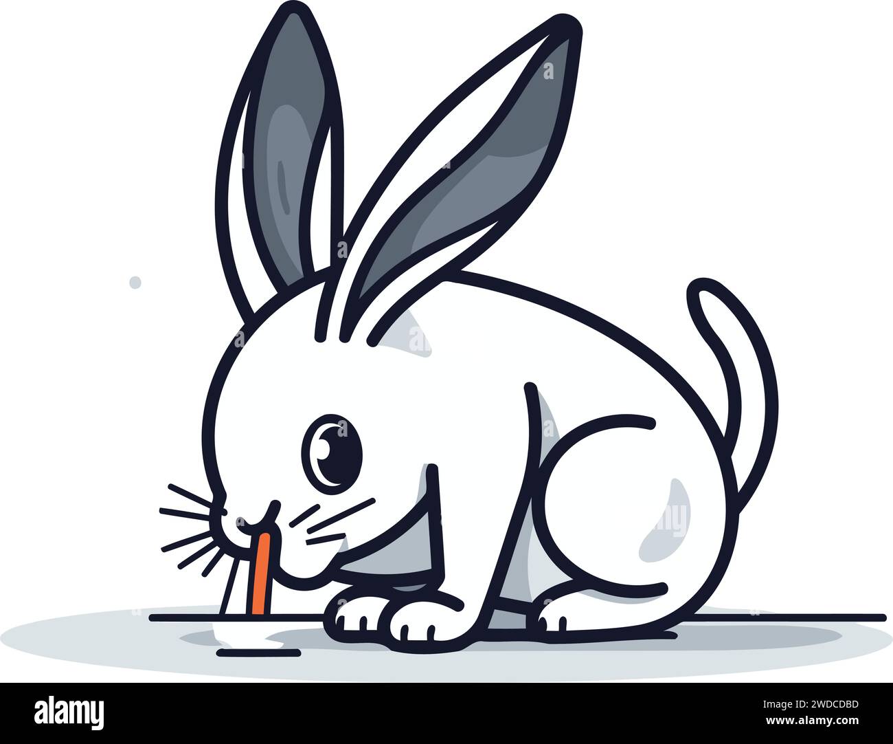 Rabbit eating carrot. Vector illustration of a cute rabbit eating carrot. Stock Vector
