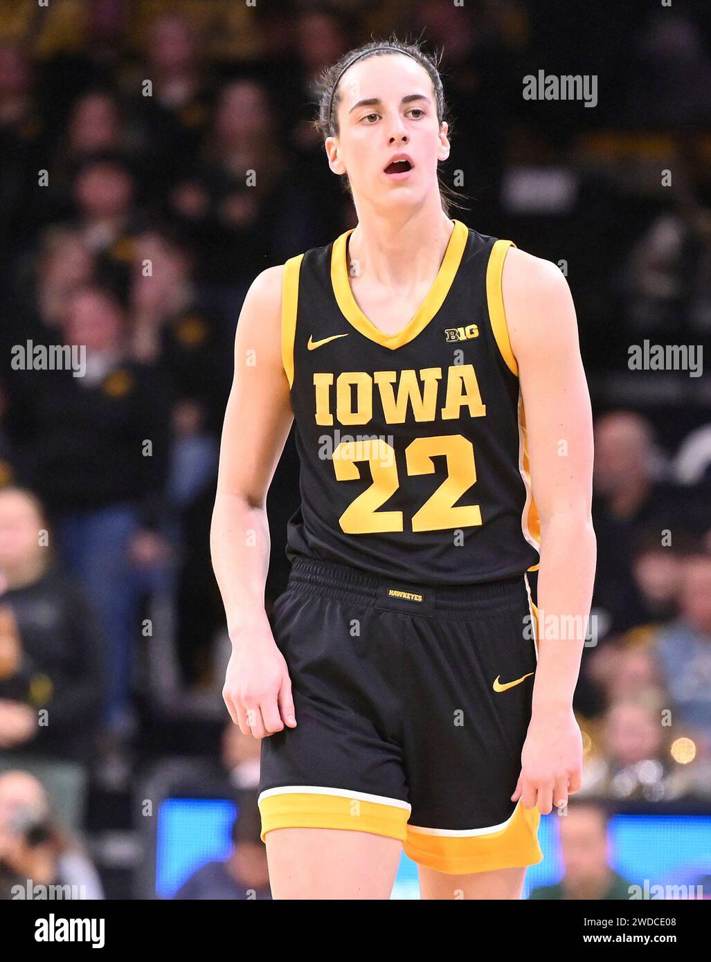 IOWA CITY, IA - JANUARY 16: Iowa guard Caitlin Clark (22) as seen