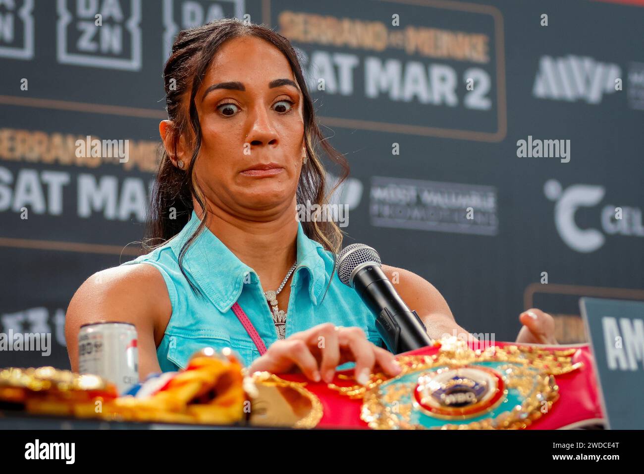 SAN JUAN, PUERTO RICO Amanda Serrano looks at her world titles, March 2 ...