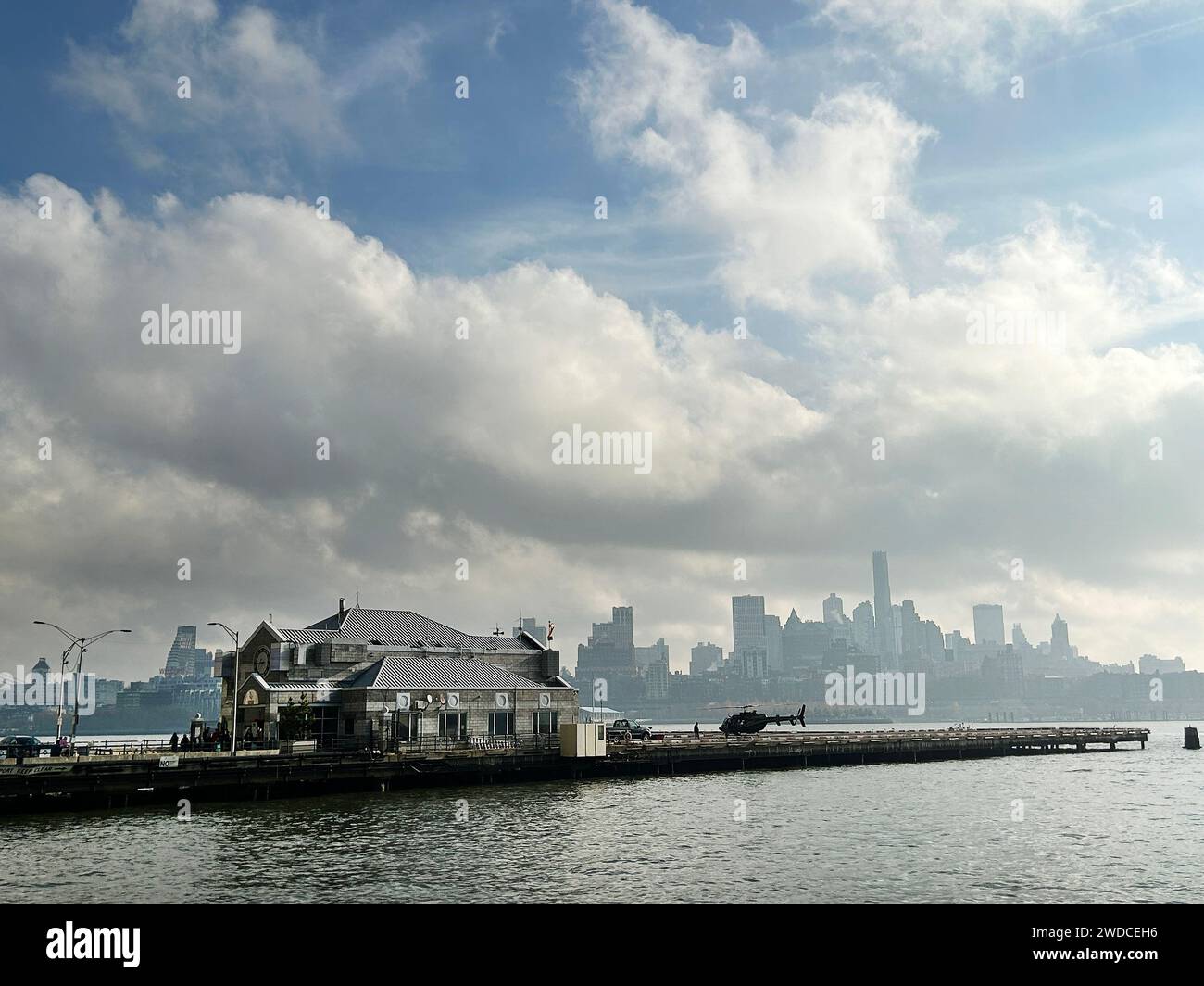 Downtown Manhattan Heliport with Brooklyn skyline in background, New