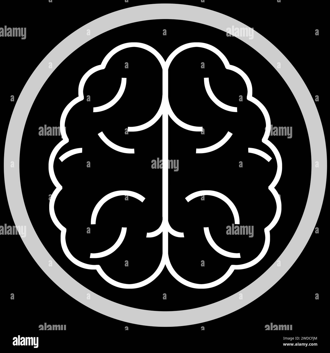 Brain in frame, illustration on black background Stock Photo