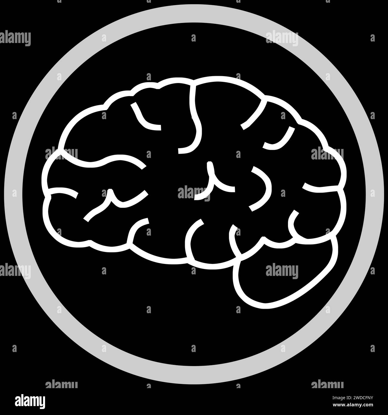 Brain in frame, illustration on black background Stock Photo