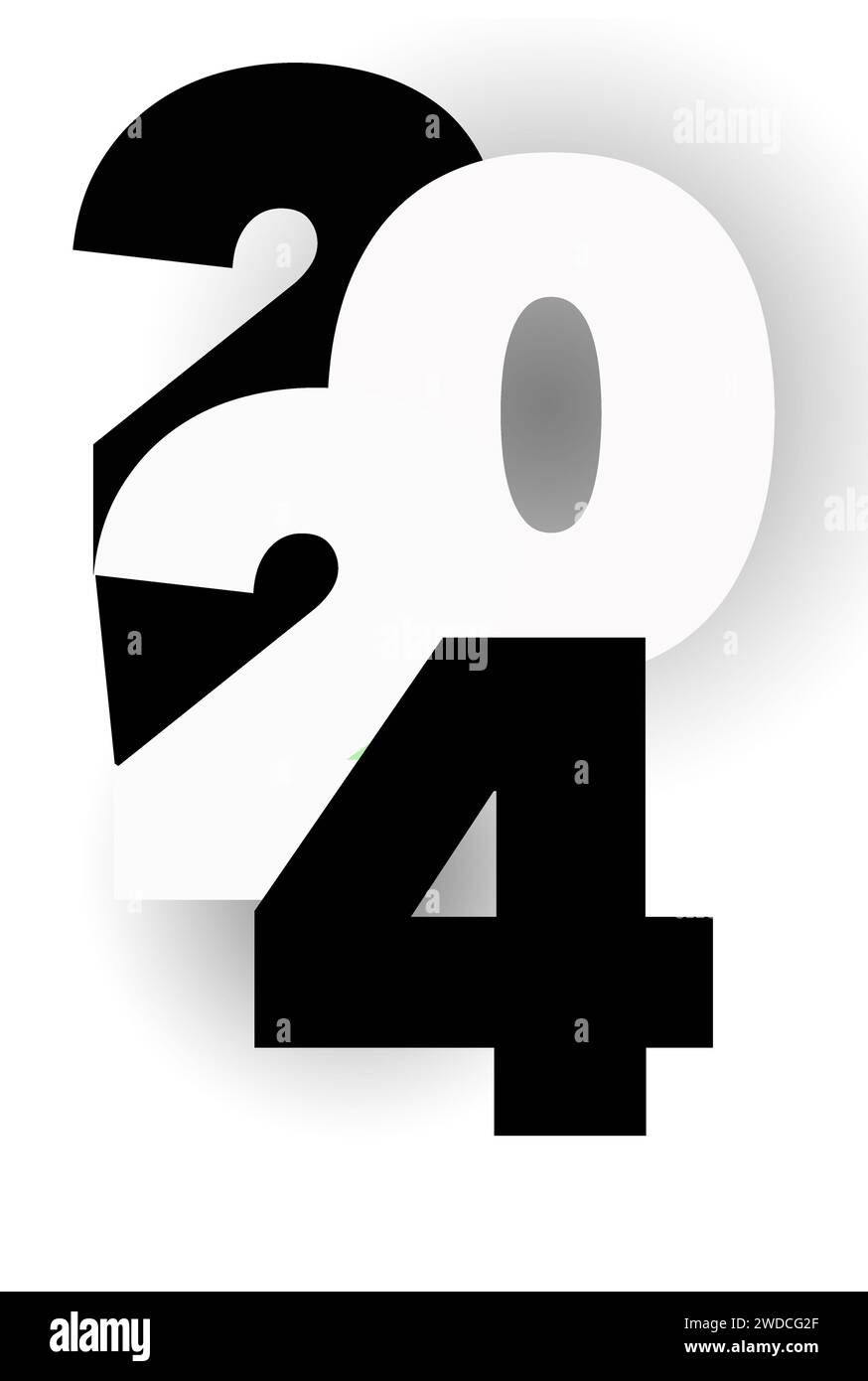 The number 2024 is seen in a graphic presentation. Stock Photo