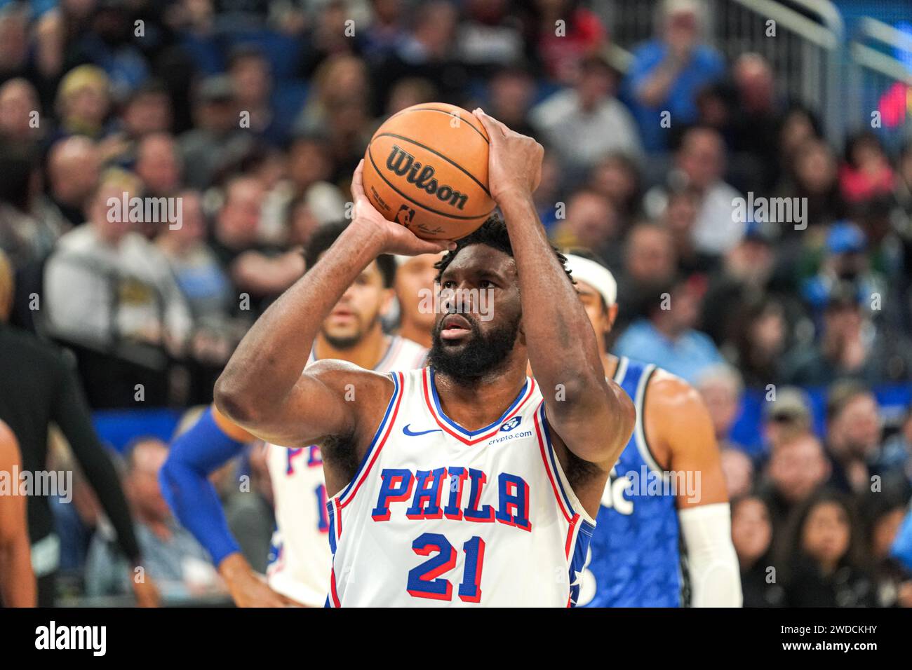 Orlando, Florida, USA, January 19, 2024, Philadelphia 76ers center Joel