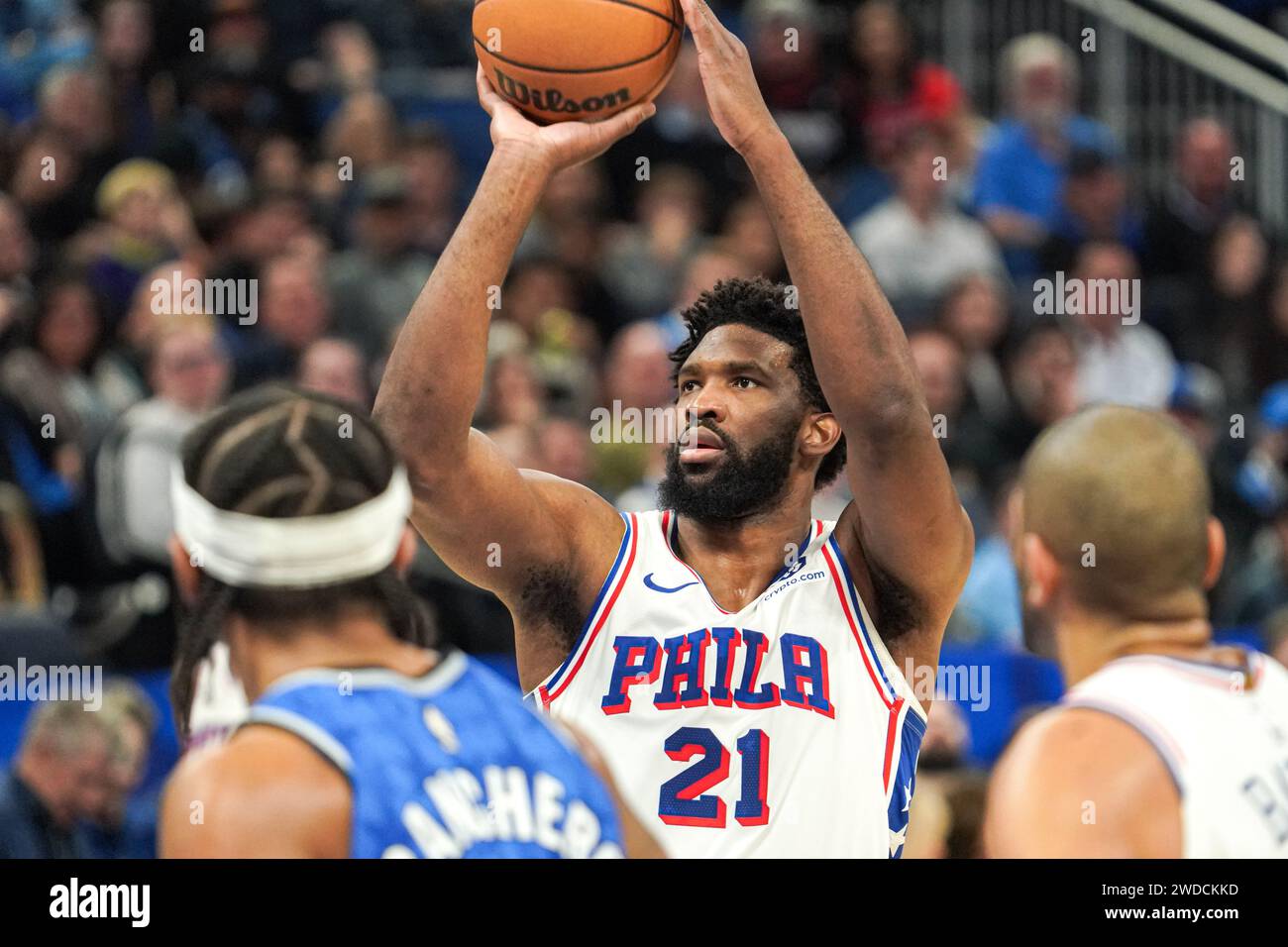 Orlando, Florida, USA, January 19, 2024, Philadelphia 76ers center Joel