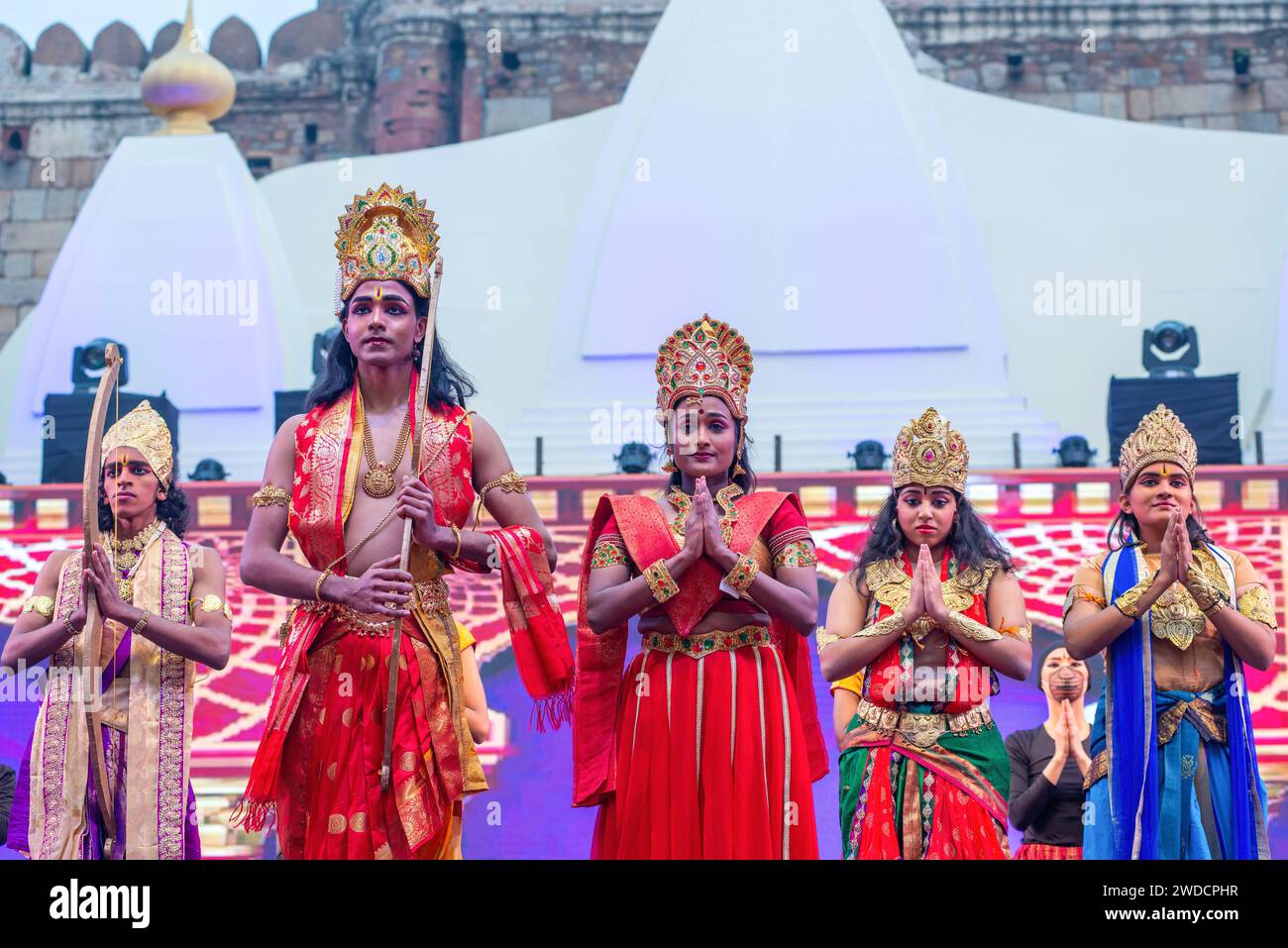 New Delhi India 19th Jan 2024 Members Of The Ramayana Group From   New Delhi India 19th Jan 2024 Members Of The Ramayana Group From The Temple Of Fine Arts In Malaysia Perform The Epic Ramayana During The 7th Edition Of India International Ramayana Mela Fair 2024 At Purana Qila Old Fort In New Delhi The Four Day Event Is Organized By The Indian Council For Cultural Relations Under The Ministry Of External Affairs It Is Responsible For Promoting Cultural Exchanges With Other Countries And People Credit Sopa Images Limitedalamy Live News 2WDCPHR 