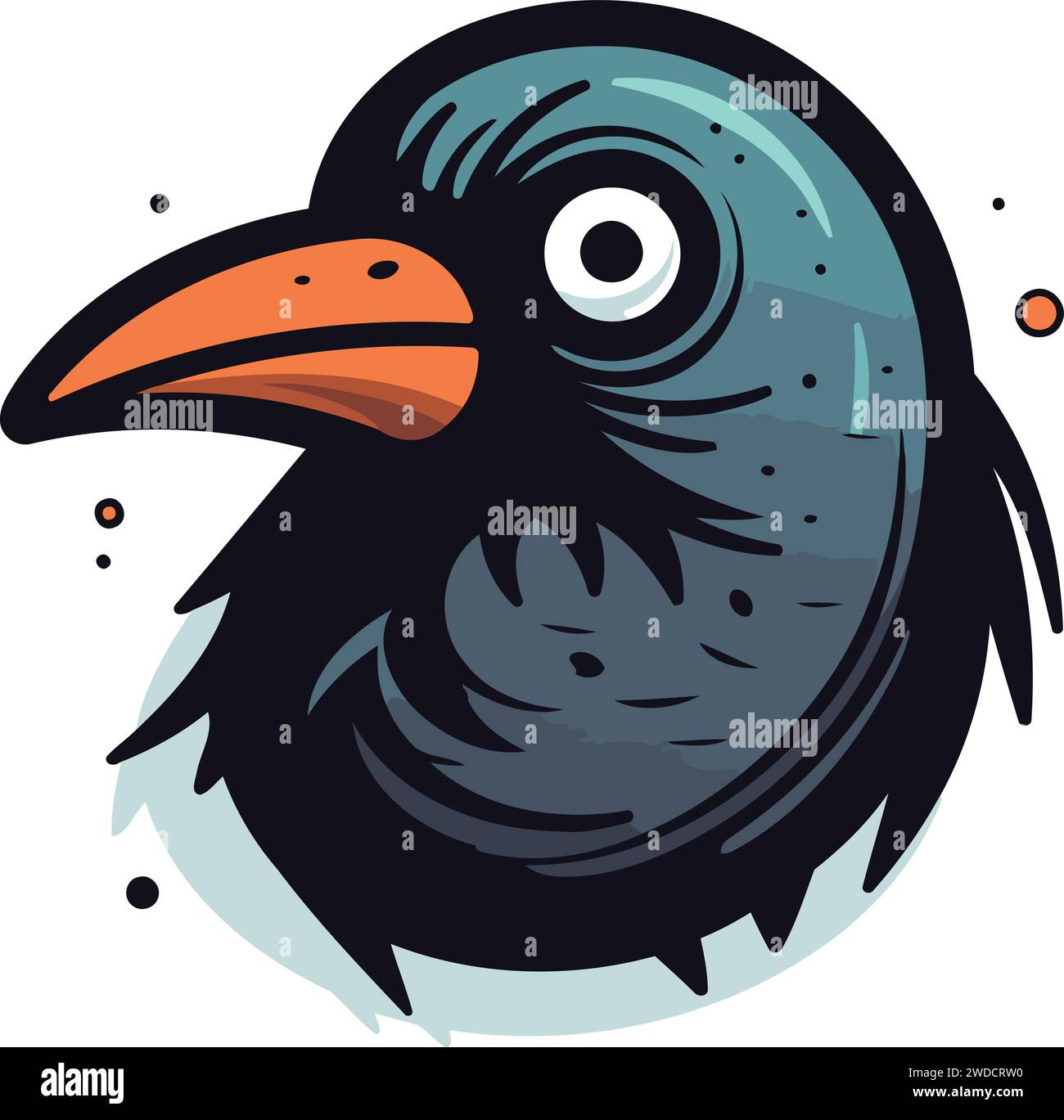 Crow head isolated on white background. Vector illustration in cartoon style. Stock Vector