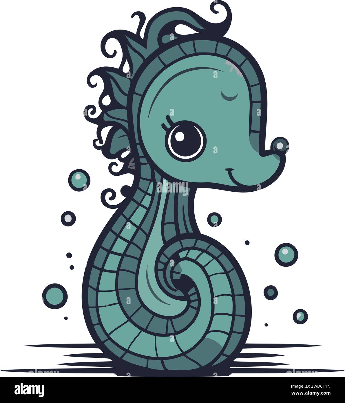 Cute cartoon seahorse. Vector illustration on white background Stock ...