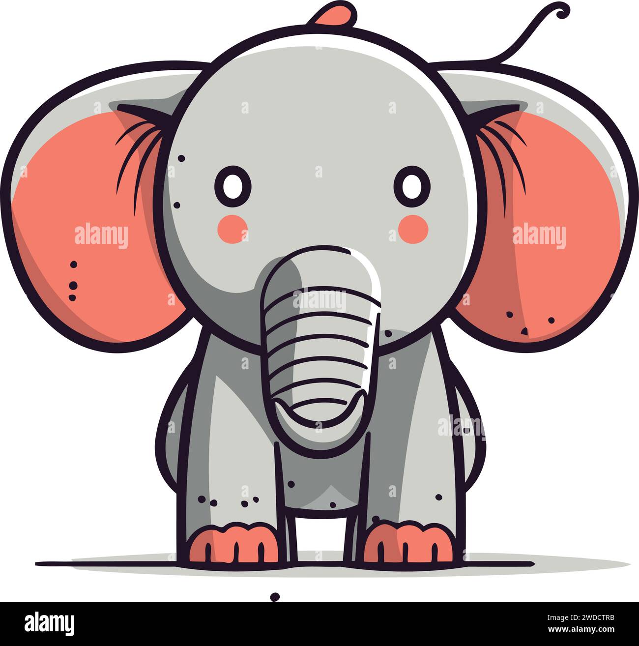 Cute cartoon elephant. Vector illustration isolated on a white ...