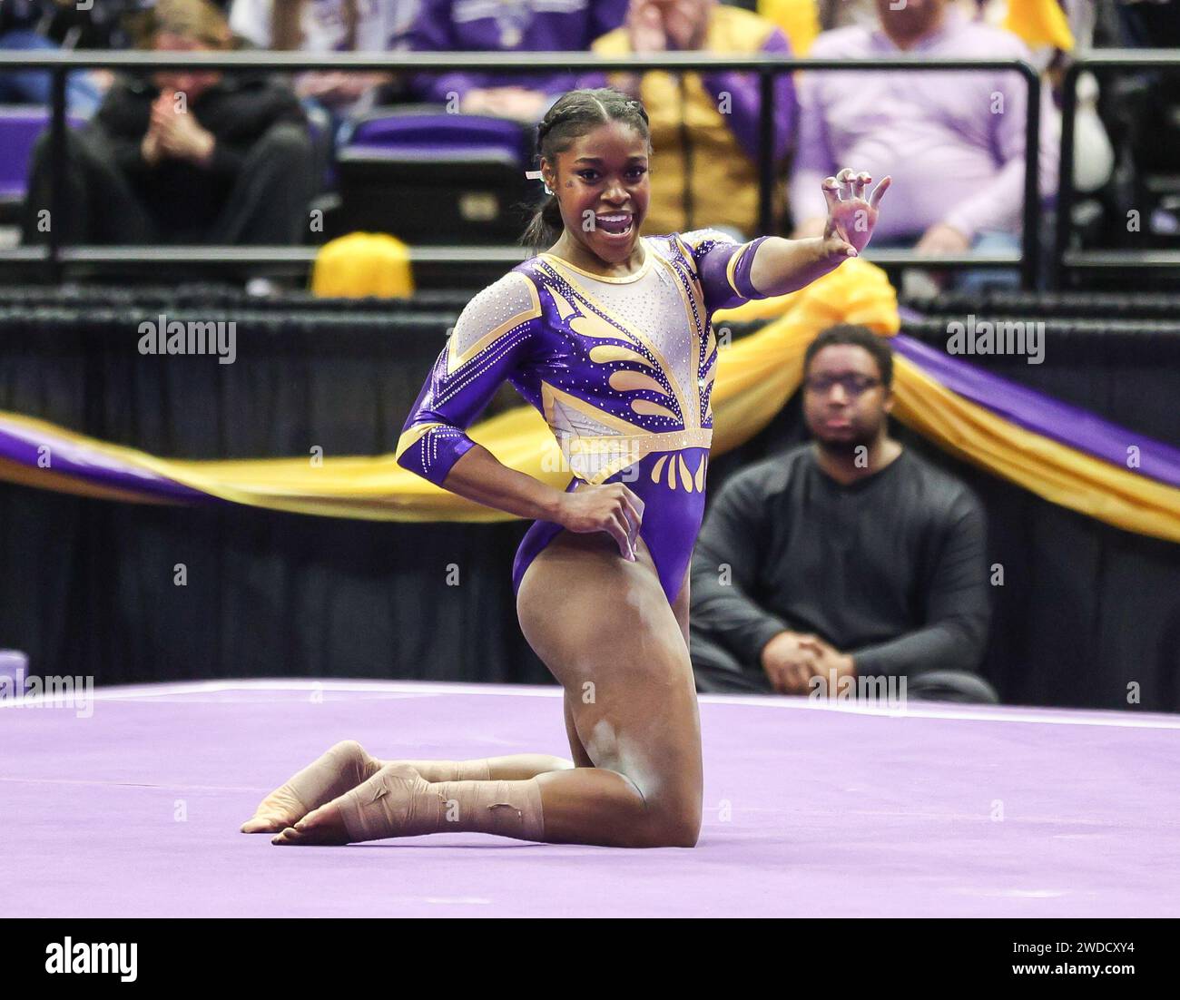 Lsu Jazz Routine Baton Rouge, LA, USA. 19th Jan, 2024. LSU's Kiya Johnson completes her ...