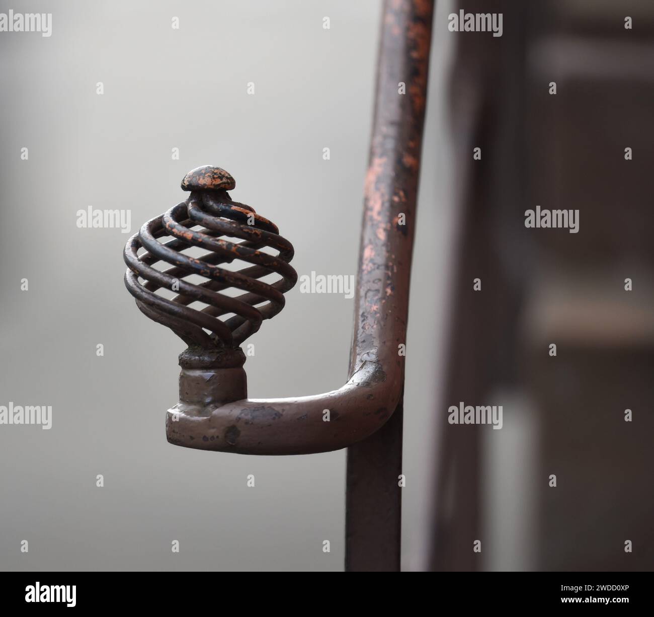 Vintage handcrafted antique iron handrail finial in Barr, Alsace France