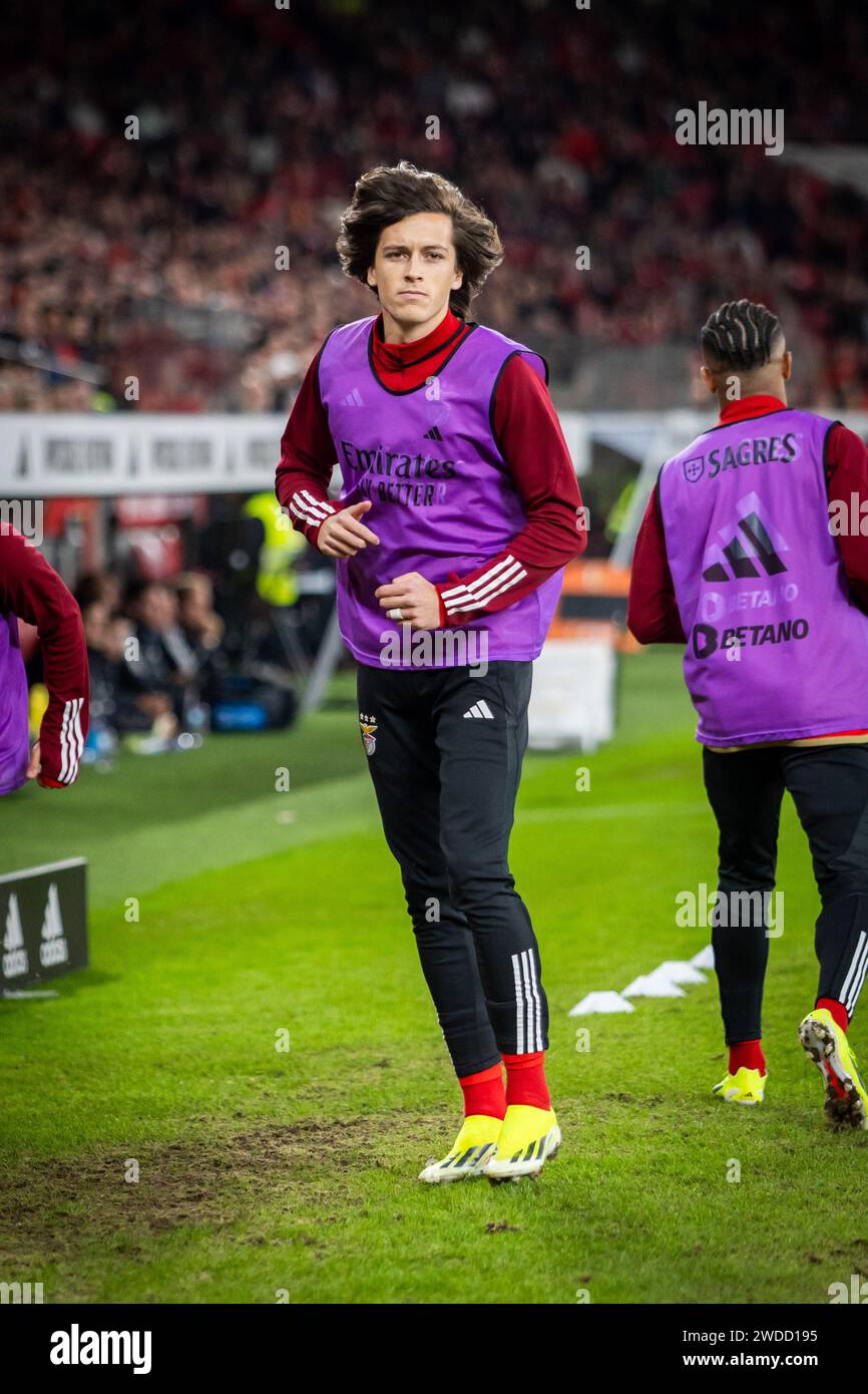 Lisbon, Portugal. 19th Jan, 2024. Alvaro Carreras of SL Benfica seen in action during the Liga