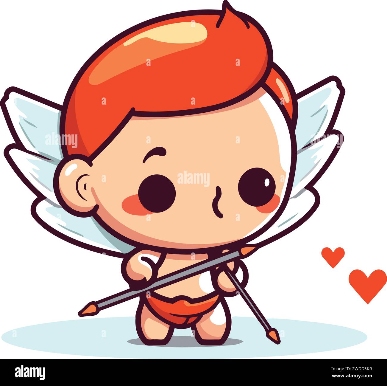 Cupid with bow and arrow. Vector illustration. Cute cartoon character ...