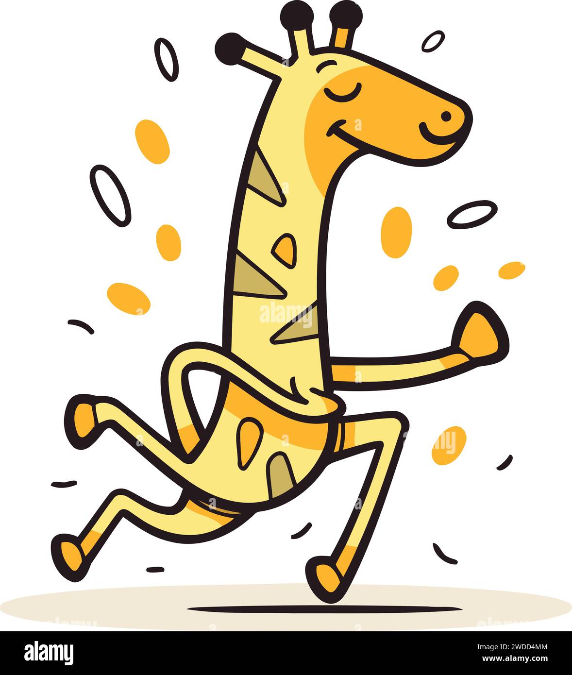 Cartoon giraffe running. Vector illustration of a cute animal Stock