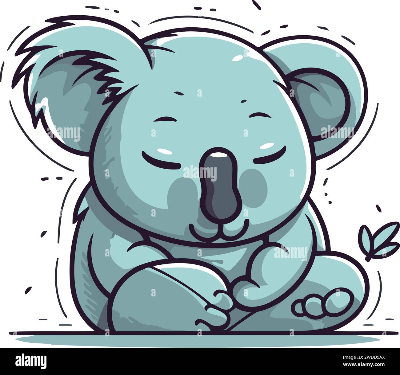 Cute cartoon koala sleeping on the ground. Vector illustration Stock