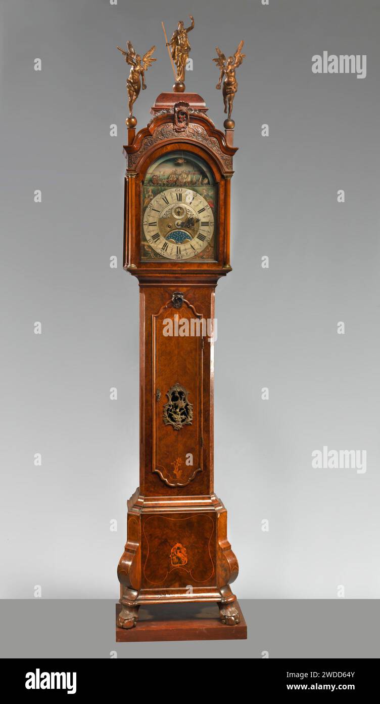 Painting of a grandfather clock by Dutch artist Jan Hermelink, 18th century Stock Photo
