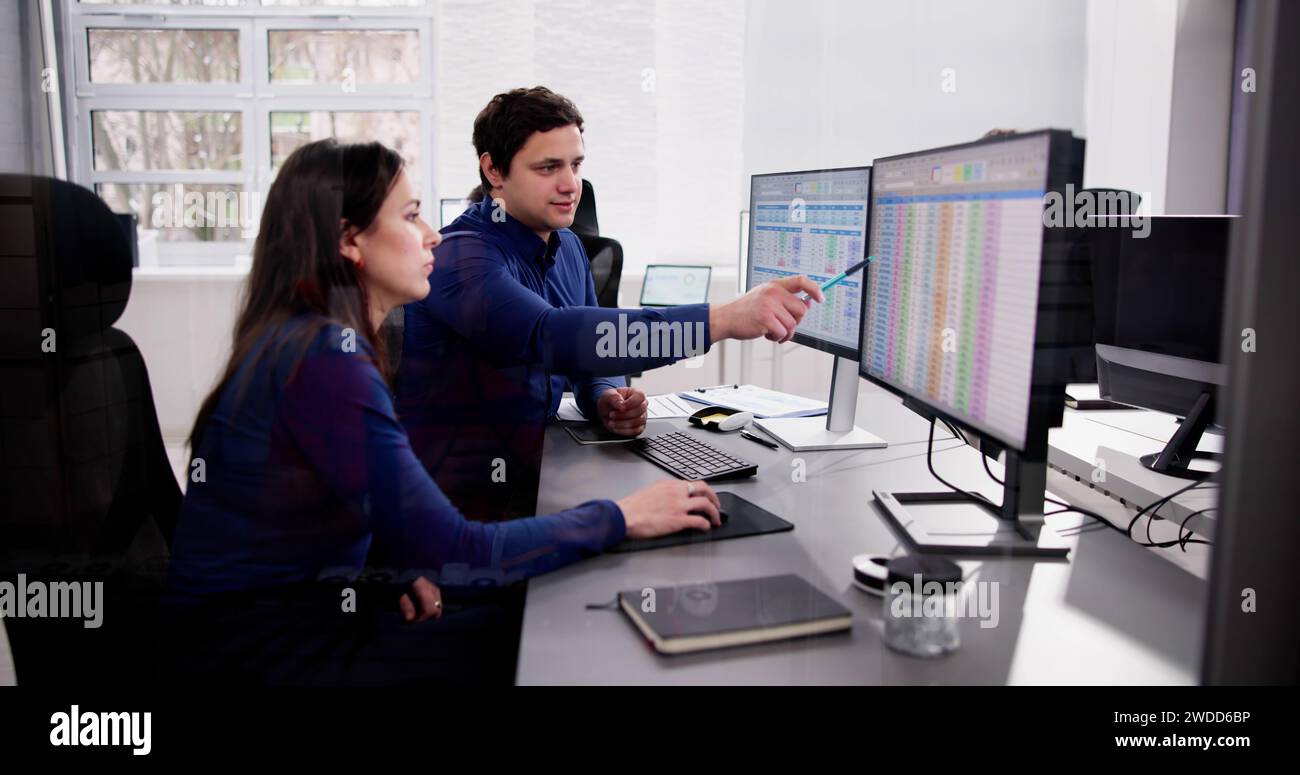 Working With Data Example Analyst Working With Spreadsheet Business Data On Computer Stock Photo ...