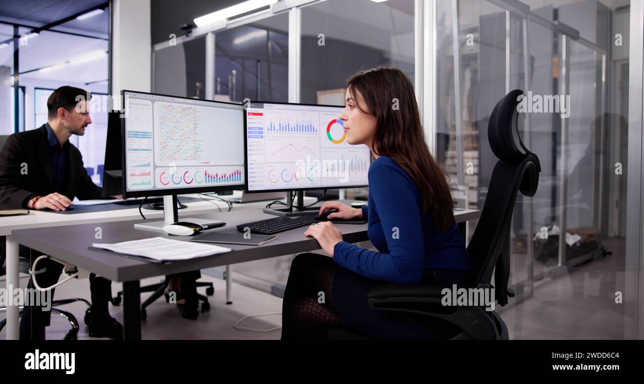 Data Analyst Using Data Analytics KPI Dashboard Stock Photo