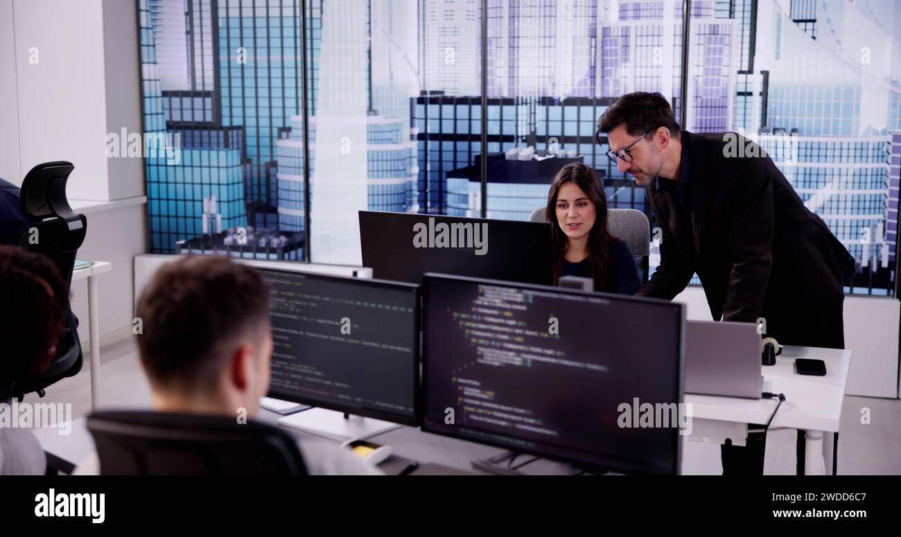Business Team Working On Computer. Software App Development Stock Photo