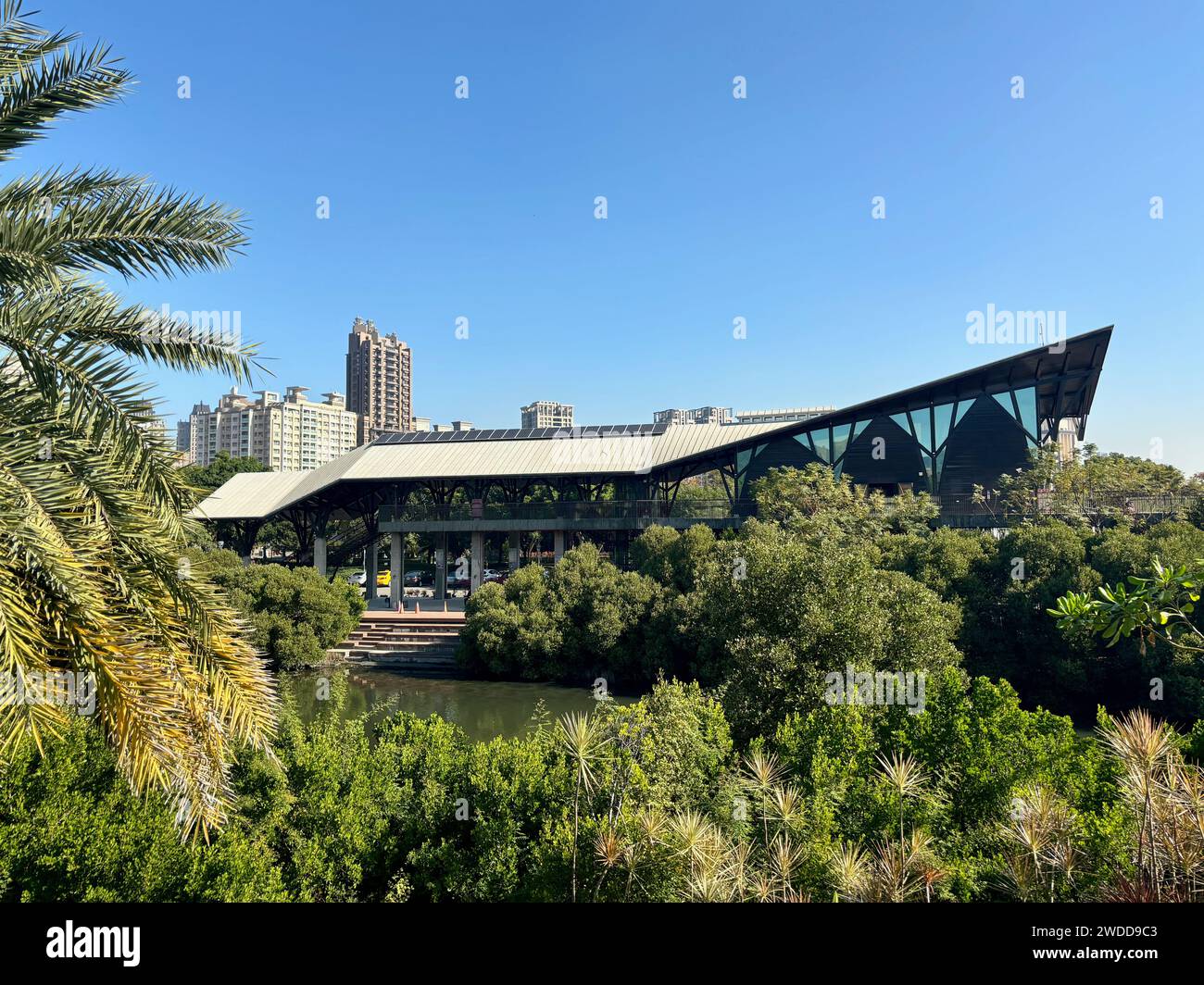 The visitor service center of Jhongdou Wetlands Park in Kaohsiung, Taiwan. Stock Photo