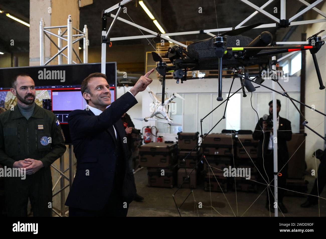 Cherbourg, France. 19th Jan, 2024. President Emmanuel Macron inspects