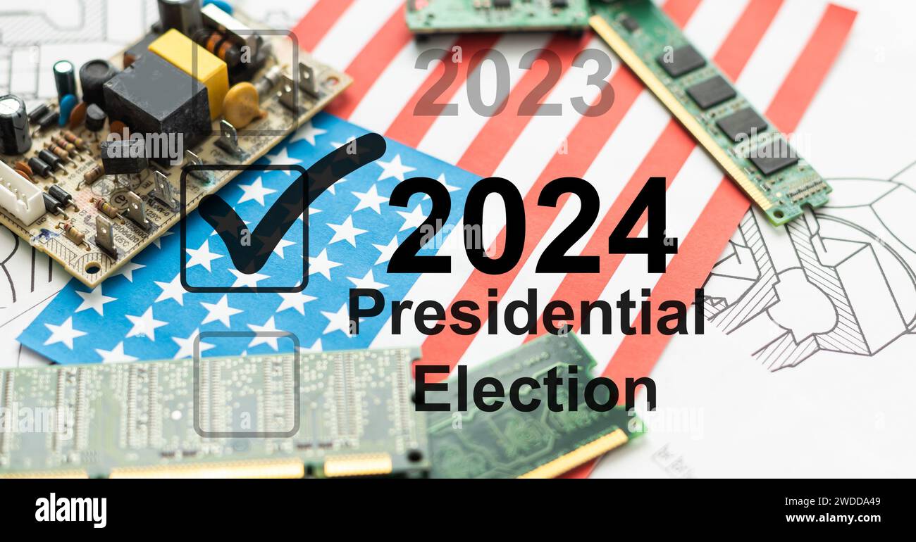    2024 Vote Presidential Race And Election Money And Text 2WDDA49 