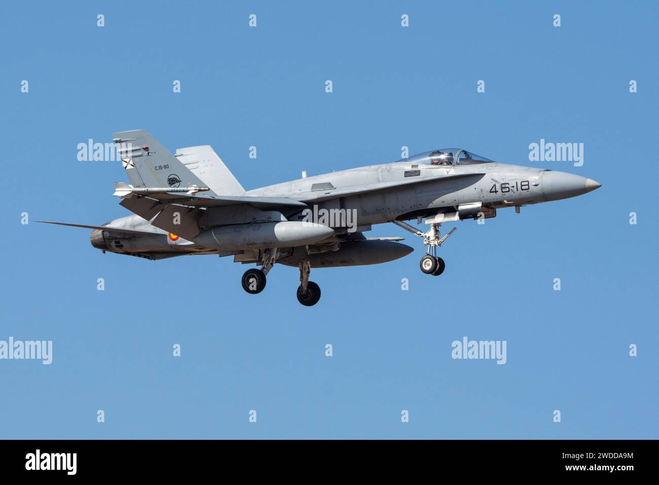 F-18 fighter plane of the 46th Wing landing Stock Photo