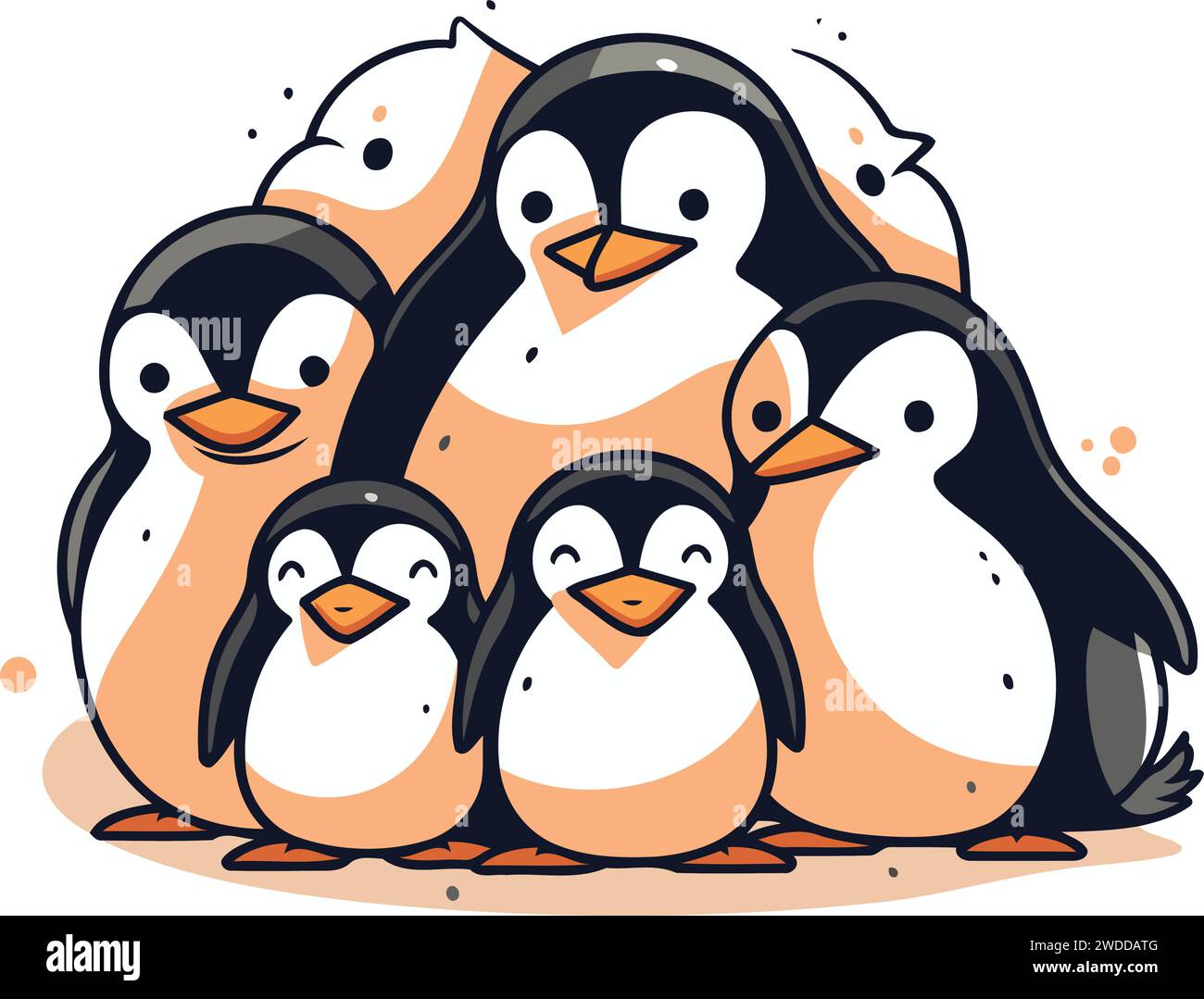 Penguin family. Cute vector illustration in cartoon style Stock Vector
