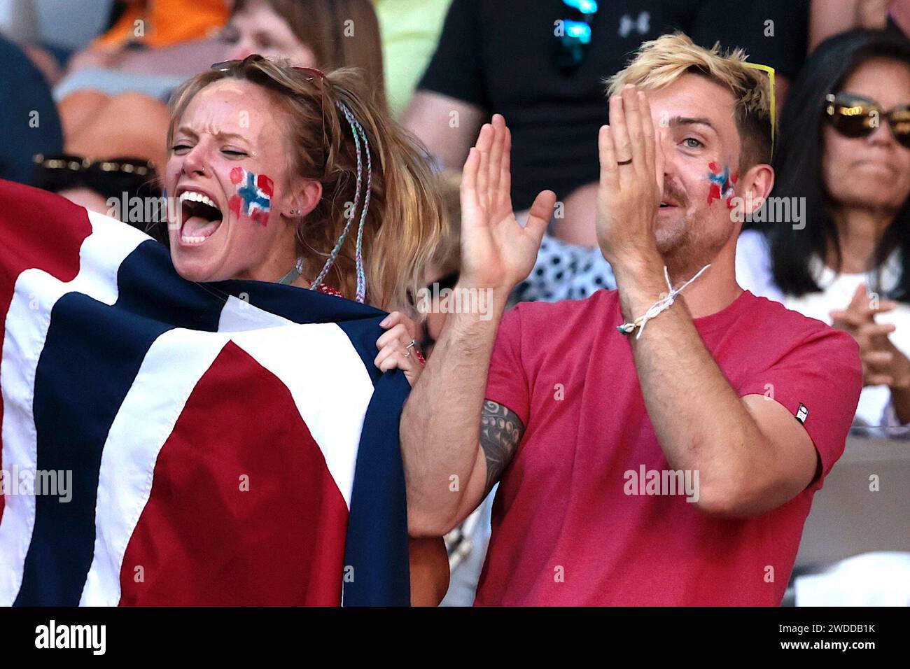 Melbourne, Australia, 20th Jan, 2024. Tennis fans from Norway during