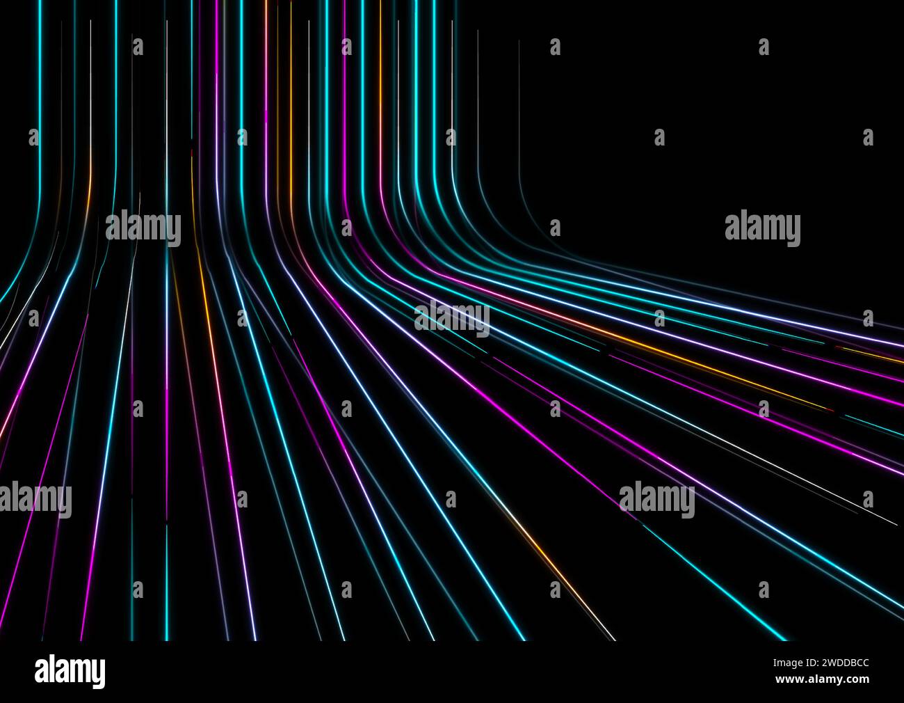 Blue purple neon laser lines abstract glowing background. Technology ...