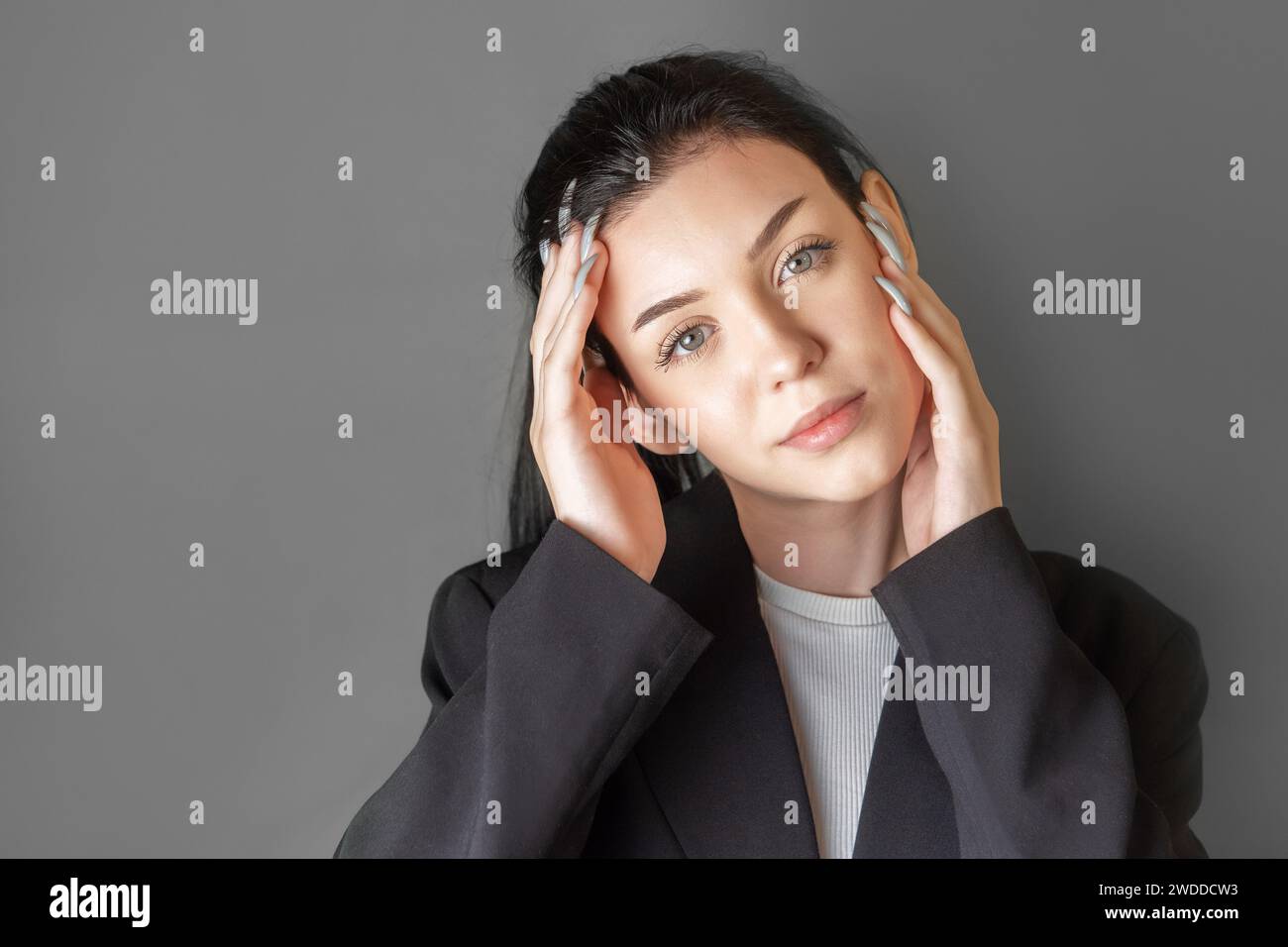 Portrait of a smiling young teenager girl. Stock Photo