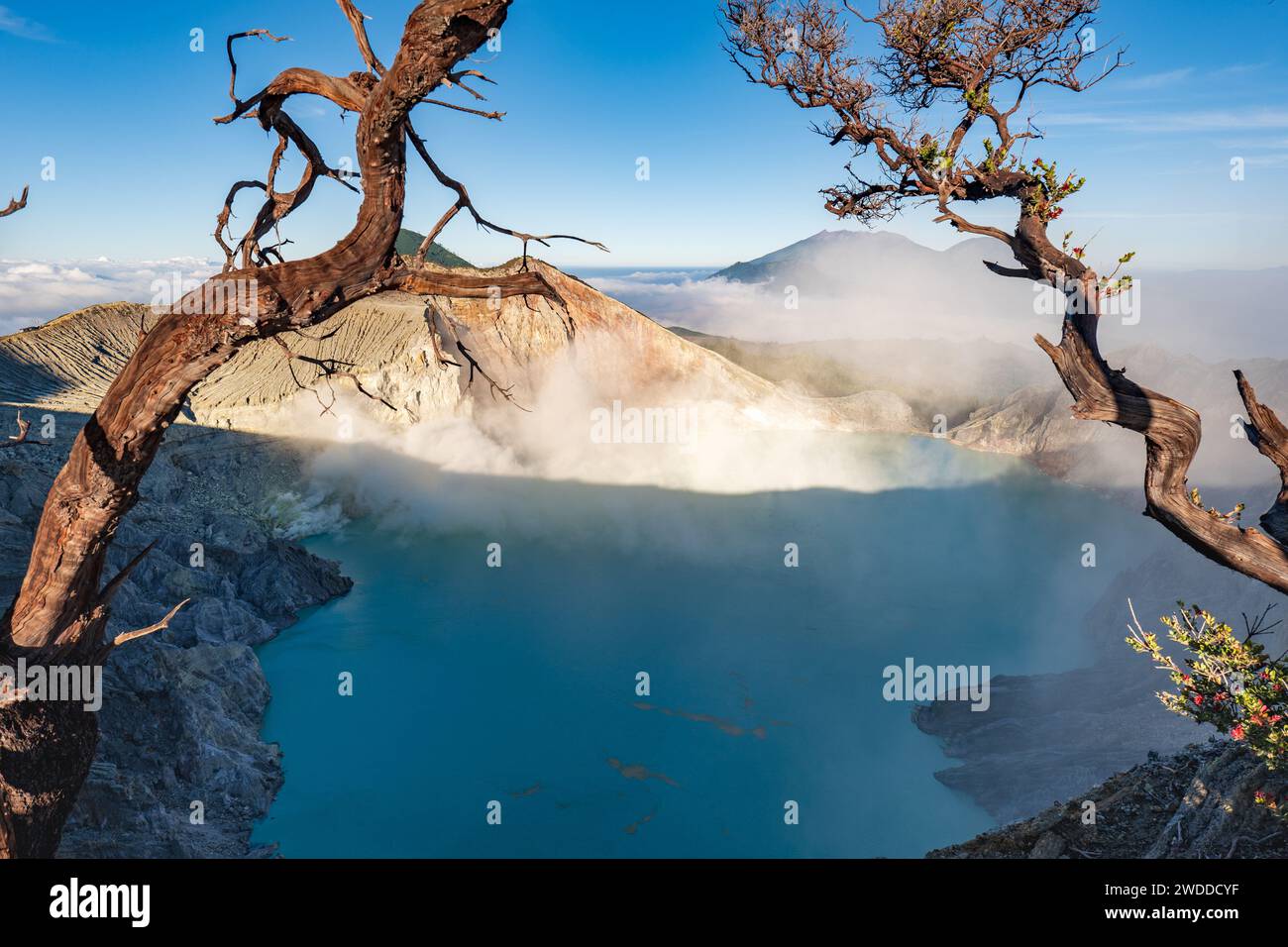 Mount Ijen, a volcano and sulphur mine located near Banyuwangi in East ...